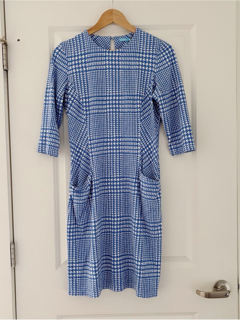 J. McLaughlin Shift Dress Mini Paris Houndstooth Pockets Catalina Cloth
